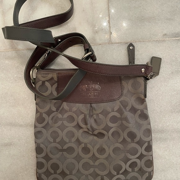 Coach Gray Canvass Crossbody Purse - Picture 2 of 3